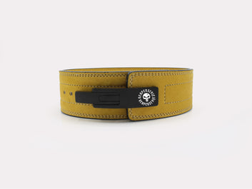 13MM LEVER BELT BUNDLE - YELLOW LEATHER FEEL BELT AND BLACK BUCKLE